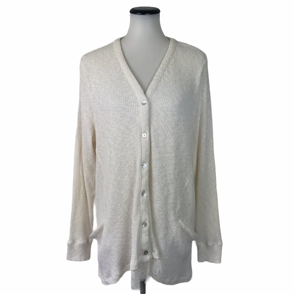 LOGO Lori Goldstein Ribbed Cardigan Sweater #96
